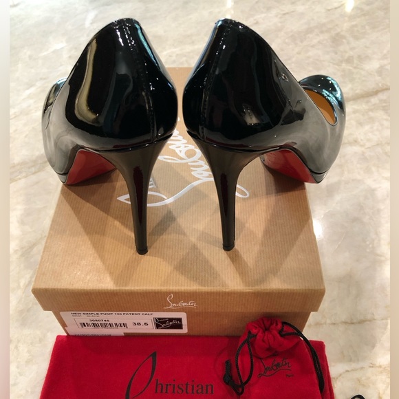 SOLD Christian Louboutin New Simple 120 Black Patent Calf Heels 38.5 - Picture 8 of 13